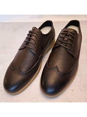 🇨🇦 NIB Size 8 Wingtip Brown Leather Shoes, Lace Up, Snover Product of Canada